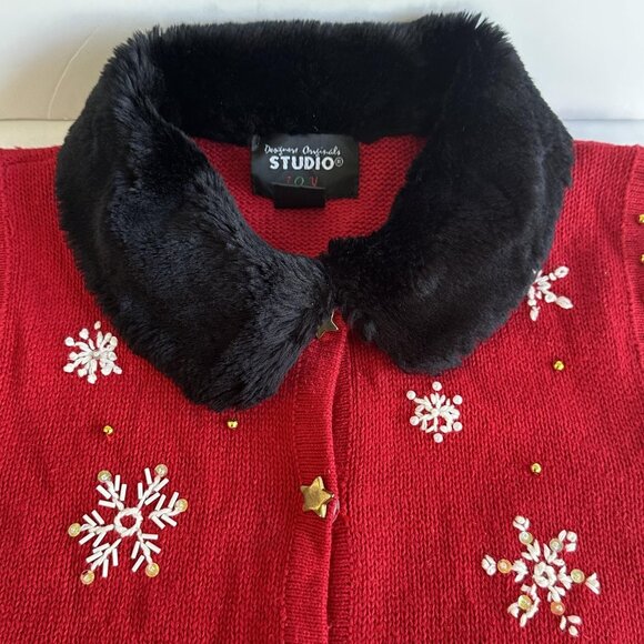 Designers Originals Studio Joy Novelty Vest Womens Petite M Snowman Christmas‎ - Picture 7 of 10